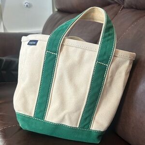 Lands' End mini Canvas Tote with Green Trim